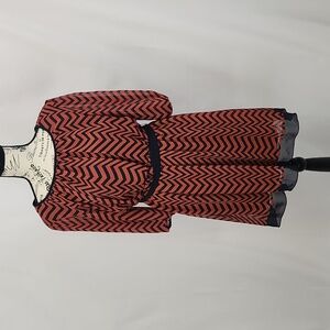 Enfocus Studios Orange & Blue Chevron Dress, size 14